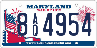MD license plate 8AQ4954