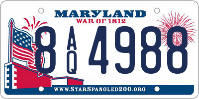 MD license plate 8AQ4988