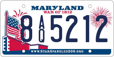 MD license plate 8AQ5212