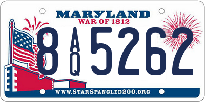 MD license plate 8AQ5262