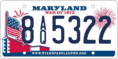 MD license plate 8AQ5322