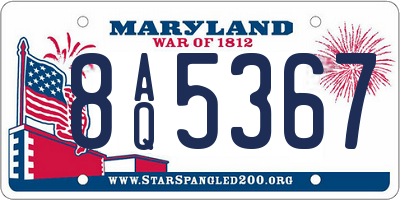 MD license plate 8AQ5367