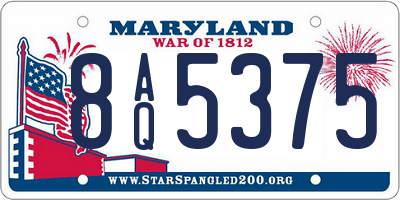 MD license plate 8AQ5375