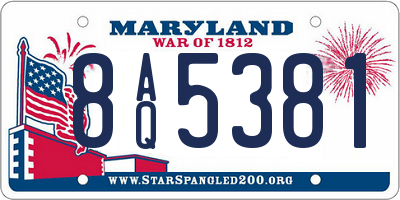 MD license plate 8AQ5381
