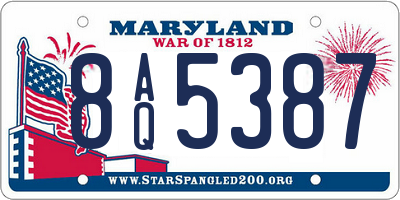 MD license plate 8AQ5387