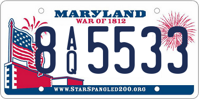 MD license plate 8AQ5533