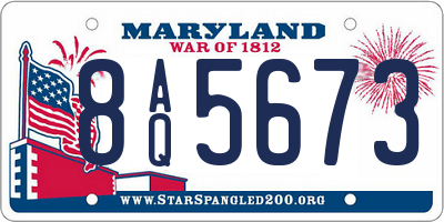 MD license plate 8AQ5673