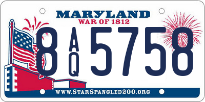 MD license plate 8AQ5758