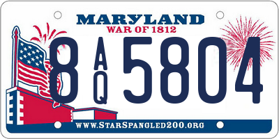 MD license plate 8AQ5804