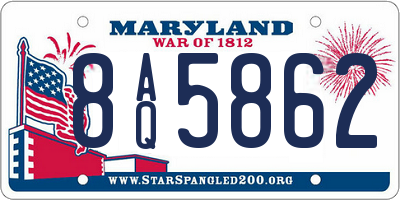 MD license plate 8AQ5862