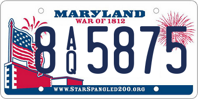 MD license plate 8AQ5875
