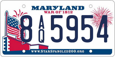 MD license plate 8AQ5954