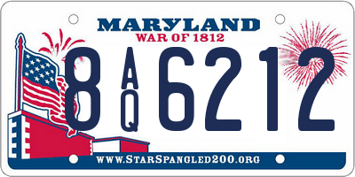 MD license plate 8AQ6212
