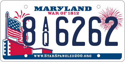 MD license plate 8AQ6262