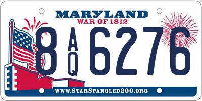 MD license plate 8AQ6276