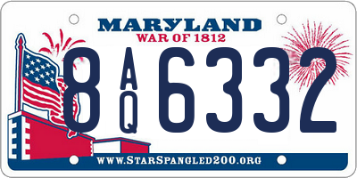 MD license plate 8AQ6332