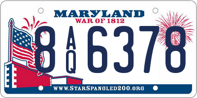 MD license plate 8AQ6378