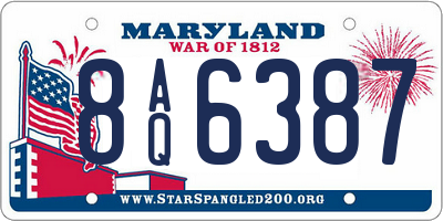 MD license plate 8AQ6387