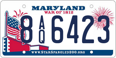 MD license plate 8AQ6423