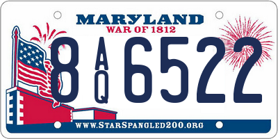 MD license plate 8AQ6522