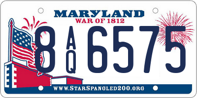 MD license plate 8AQ6575