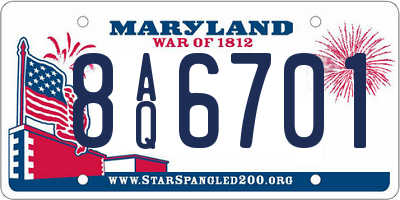 MD license plate 8AQ6701