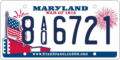 MD license plate 8AQ6721