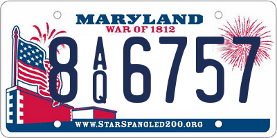 MD license plate 8AQ6757