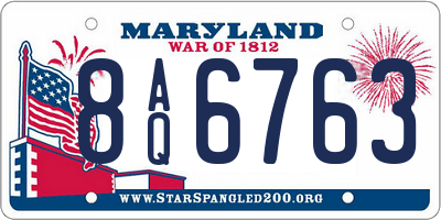 MD license plate 8AQ6763