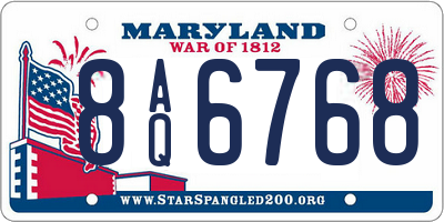 MD license plate 8AQ6768