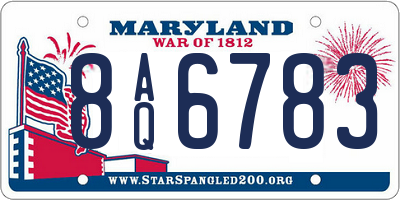 MD license plate 8AQ6783