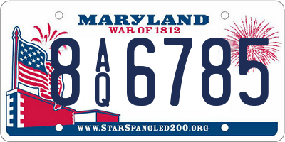 MD license plate 8AQ6785