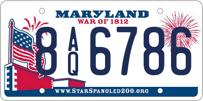 MD license plate 8AQ6786