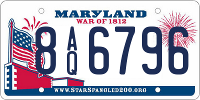 MD license plate 8AQ6796