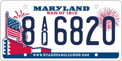 MD license plate 8AQ6820