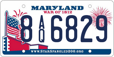 MD license plate 8AQ6829