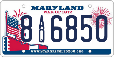 MD license plate 8AQ6850