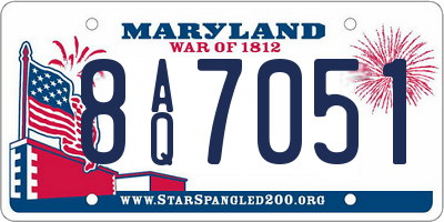 MD license plate 8AQ7051