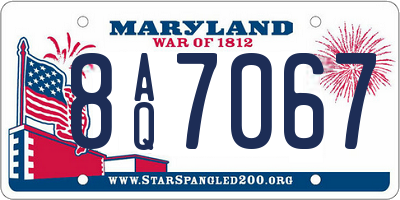 MD license plate 8AQ7067