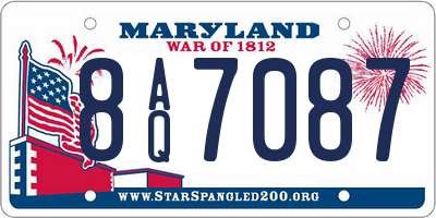 MD license plate 8AQ7087