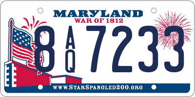 MD license plate 8AQ7233