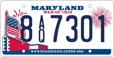 MD license plate 8AQ7301