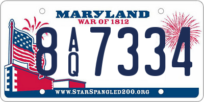 MD license plate 8AQ7334