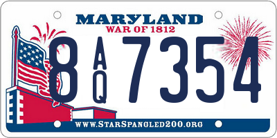 MD license plate 8AQ7354