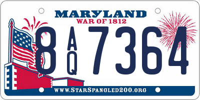 MD license plate 8AQ7364