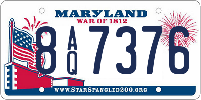 MD license plate 8AQ7376