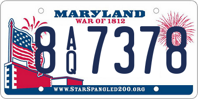 MD license plate 8AQ7378