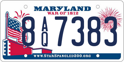 MD license plate 8AQ7383