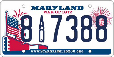 MD license plate 8AQ7388