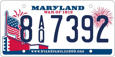 MD license plate 8AQ7392